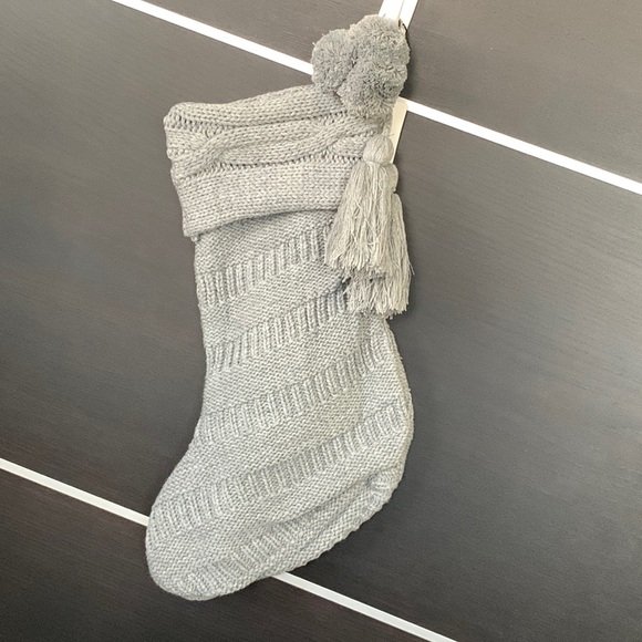Hearth & Hand Gray Cable Knit Tassel Stocking - Picture 3 of 11
